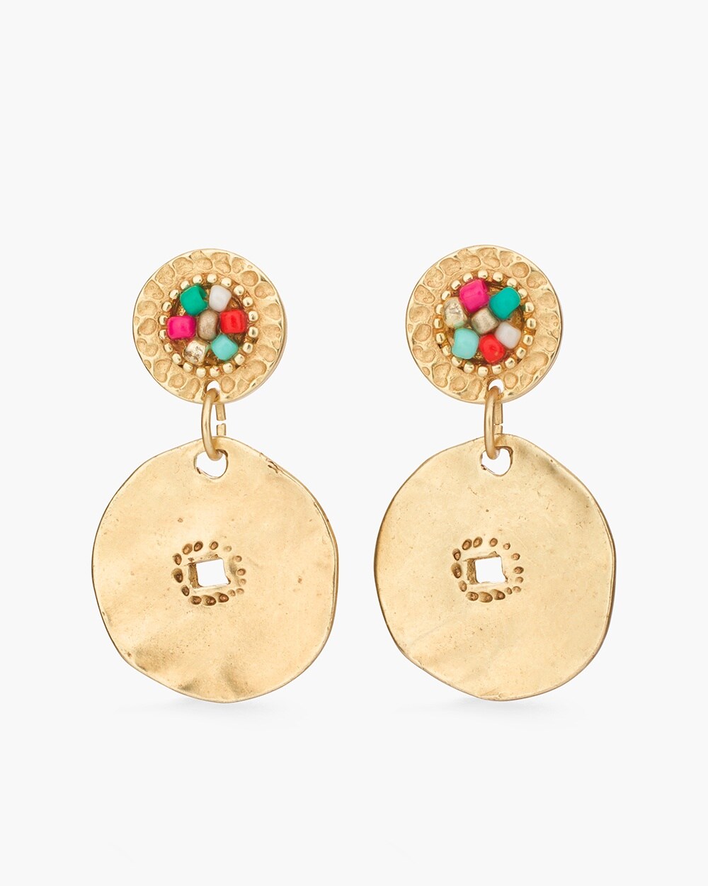 Multi-Colored Seed Bead Disc Earrings