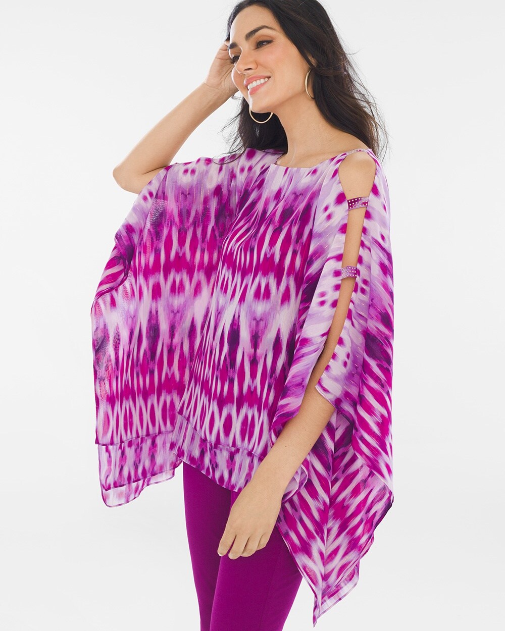 Travelers Collection Open-Sleeve Ikat Top