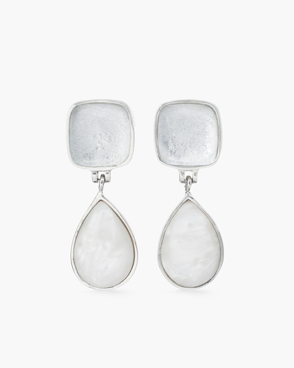 White and Silver-Tone Drop Earrings