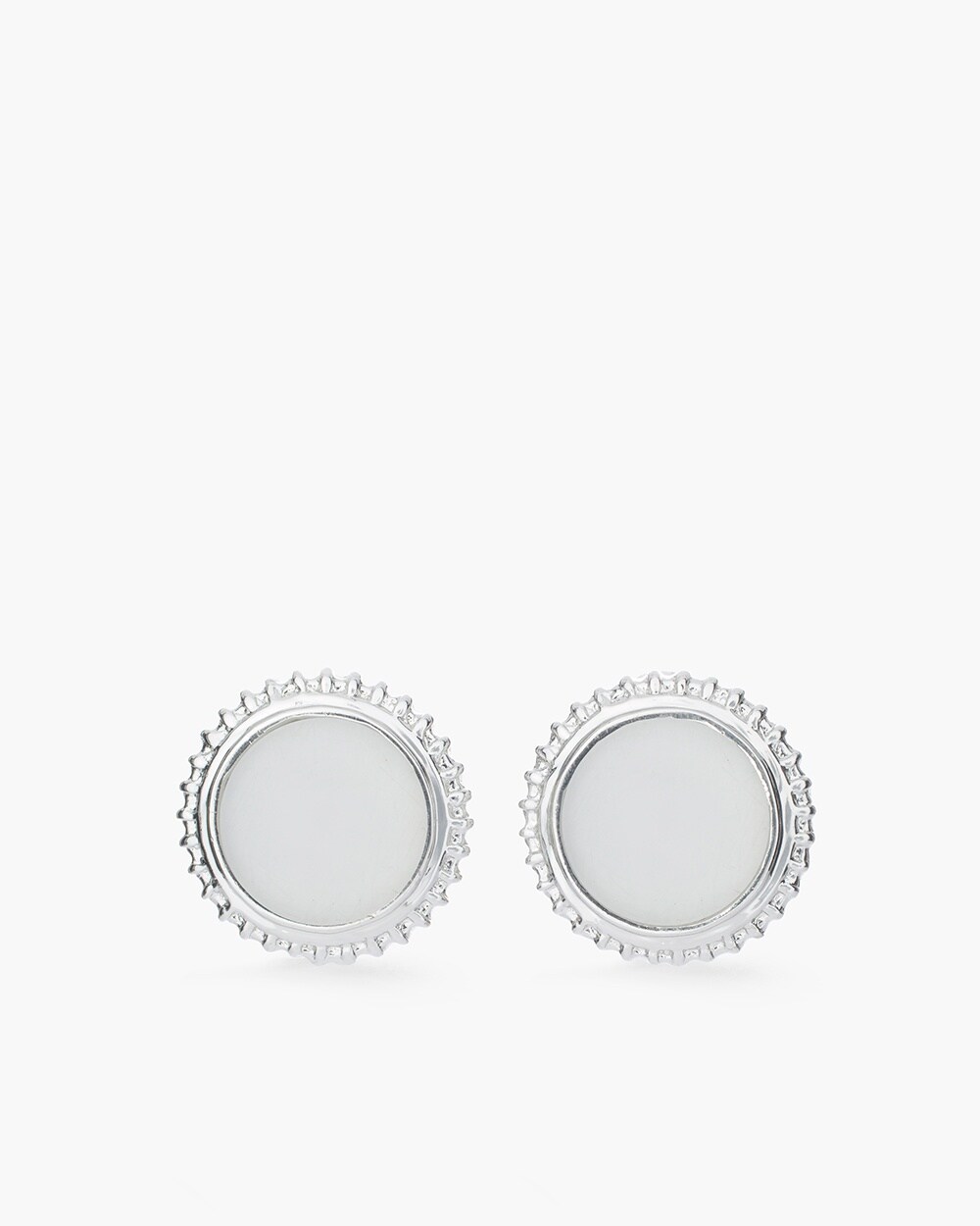 White and Silver-Tone Clip-On Earrings
