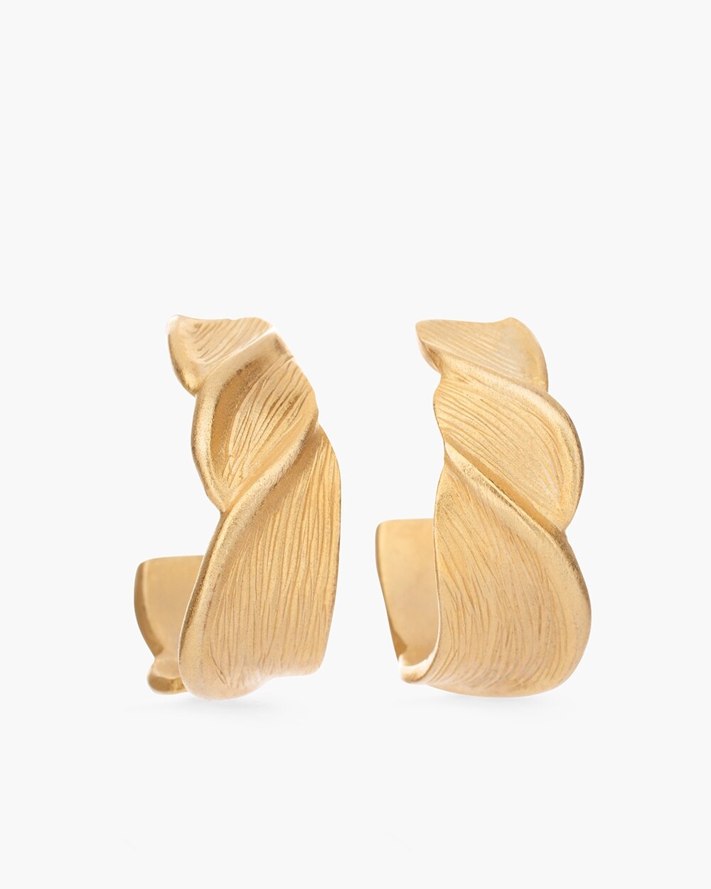 Gold-Tone Leaf Hoop Earrings