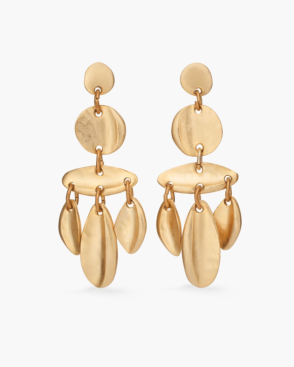 Gold-Tone Leaf Chandelier Earrings