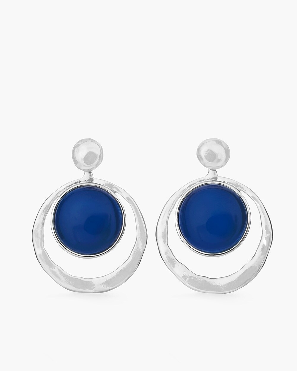 Reversible Blue Gem Drop-Hoop Earrings