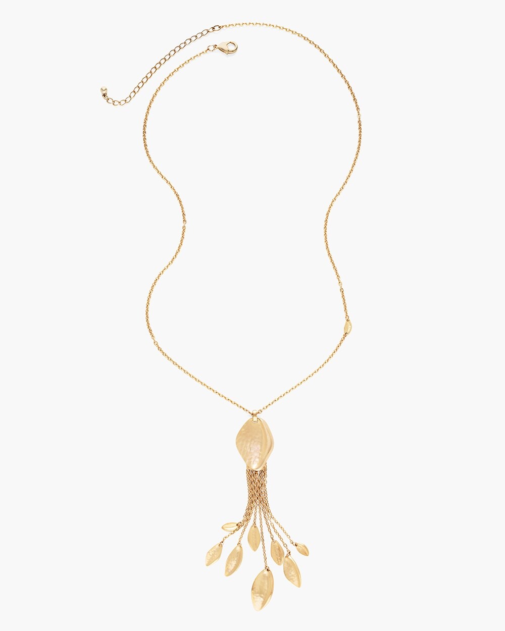 Gold-Tone Leaf Tassel Necklace