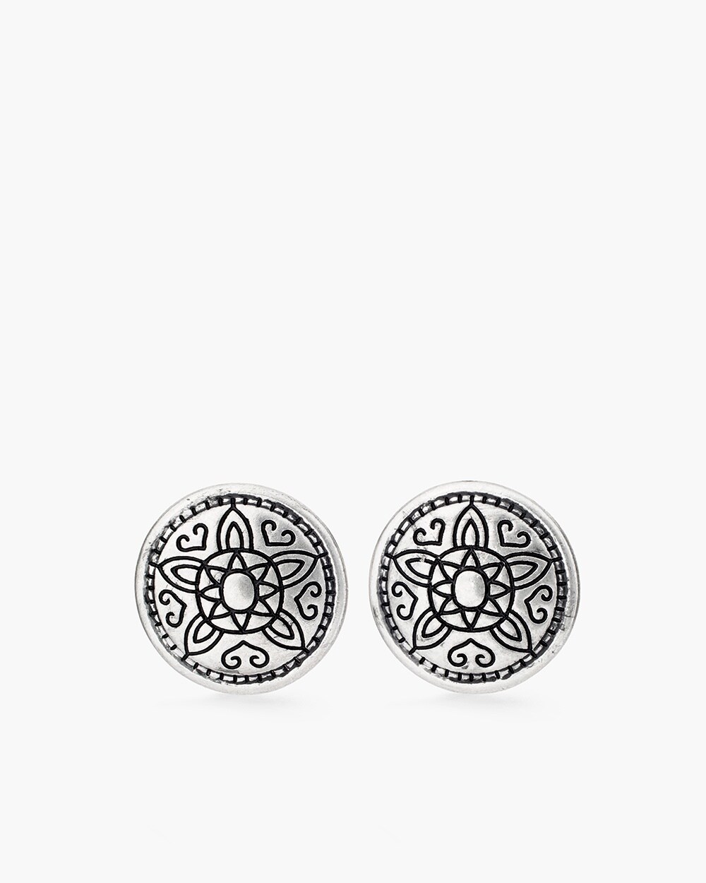 Silver-Tone Textured Stud Earrings