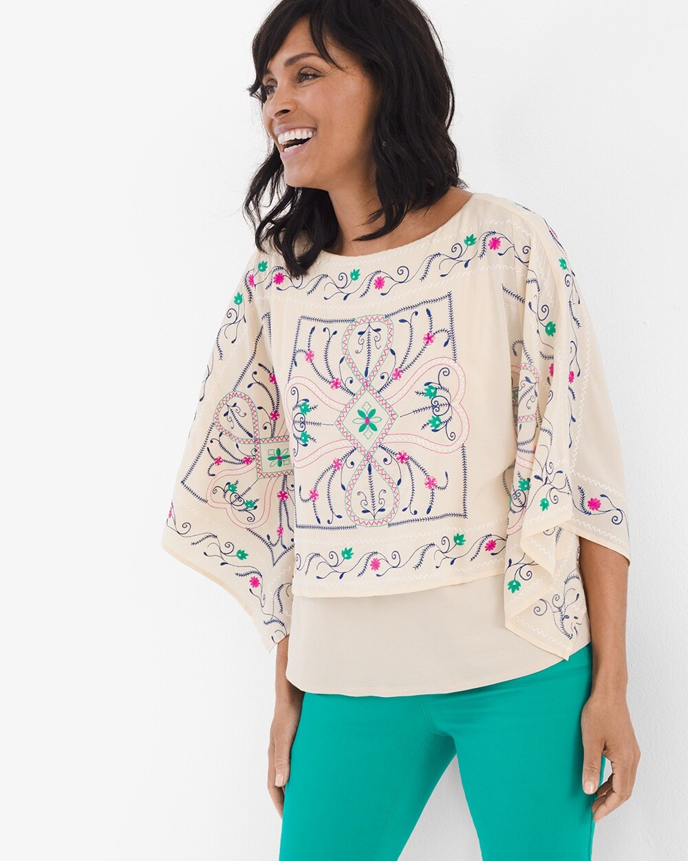 Embroidered Two-Layer Top