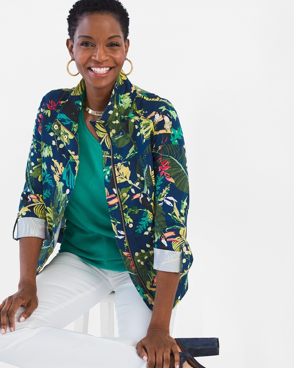 Luxe Twill Tropical Utility Jacket