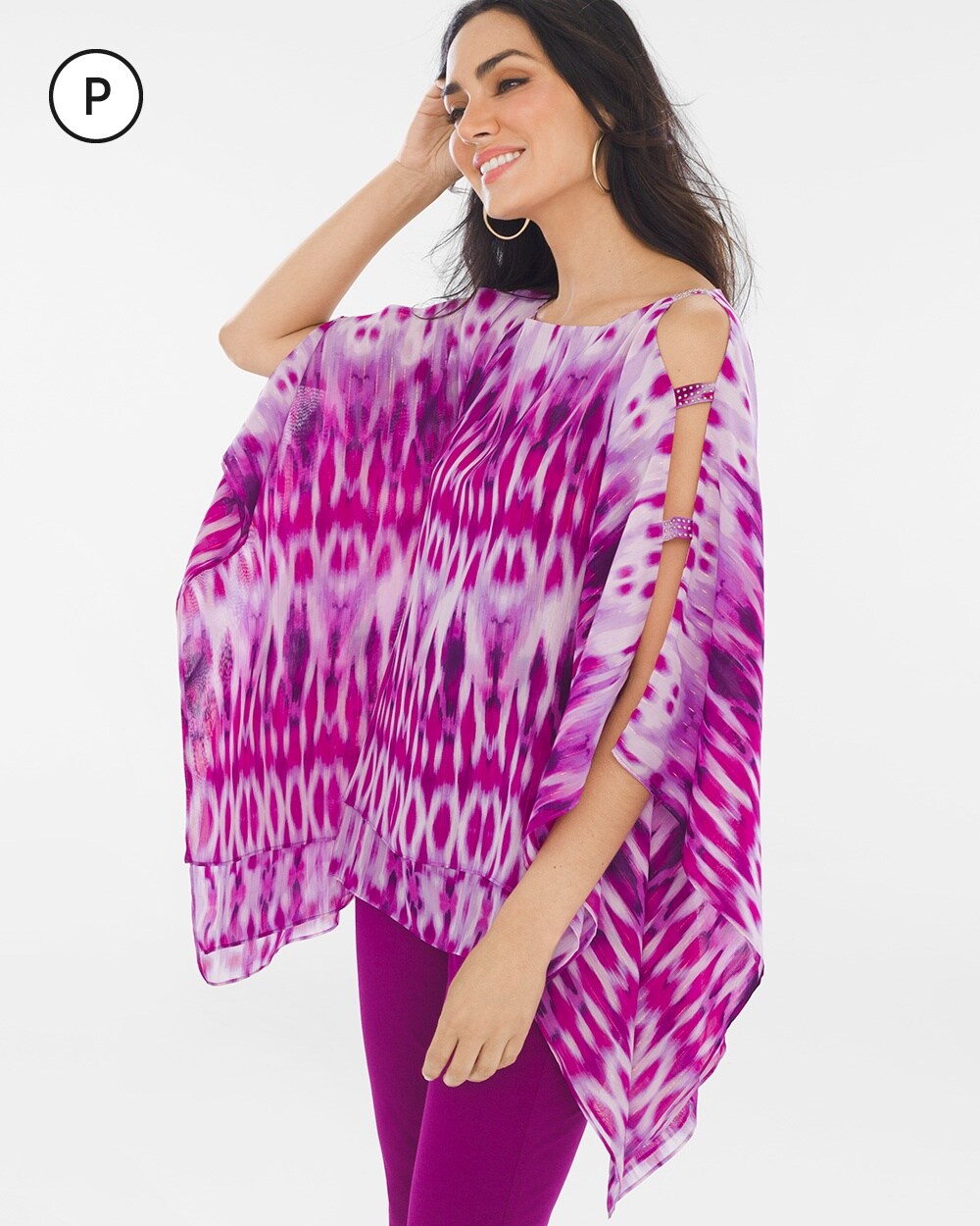Travelers Collection Petite Open-Sleeve Ikat Top