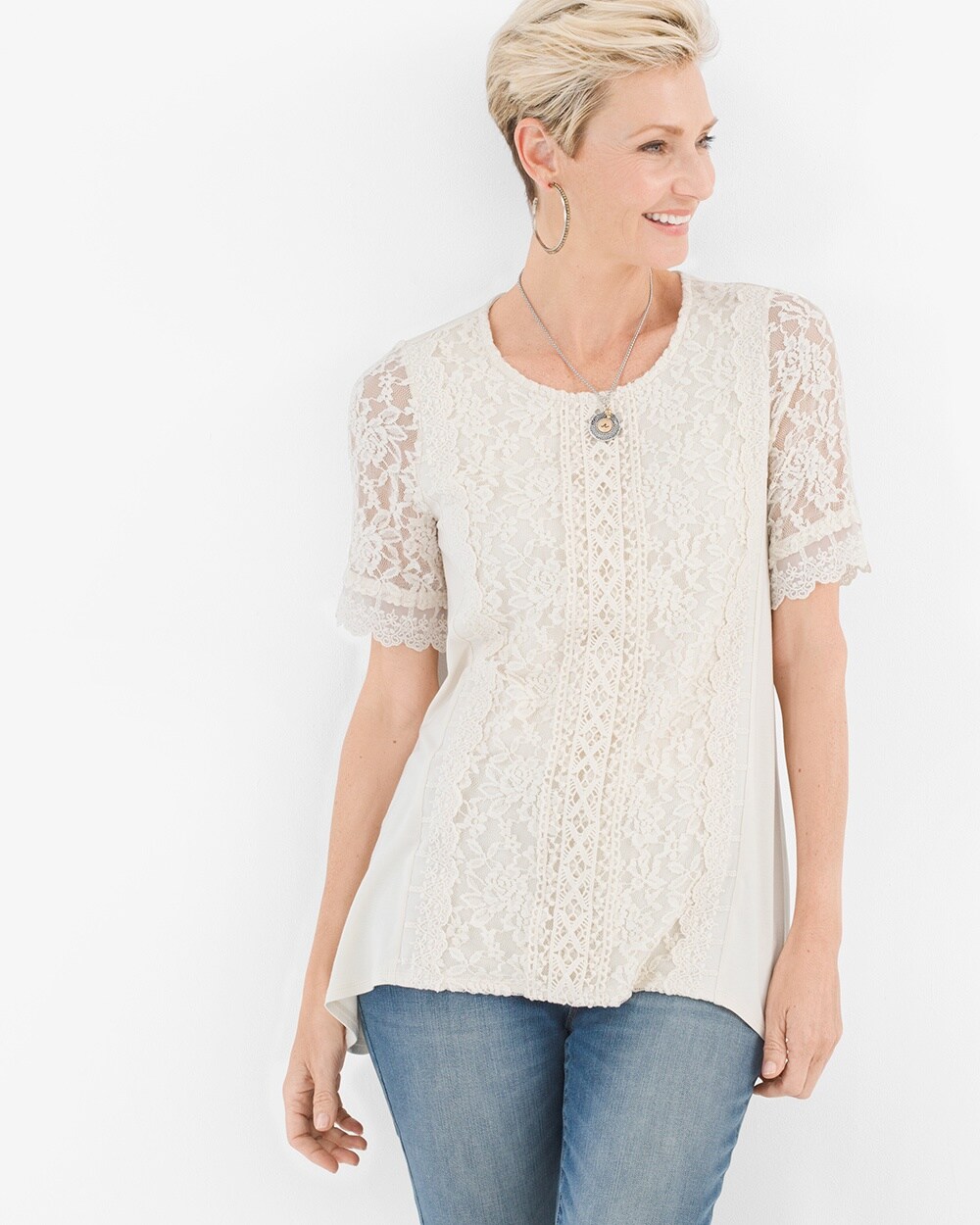 High-Low Lace-Front Top