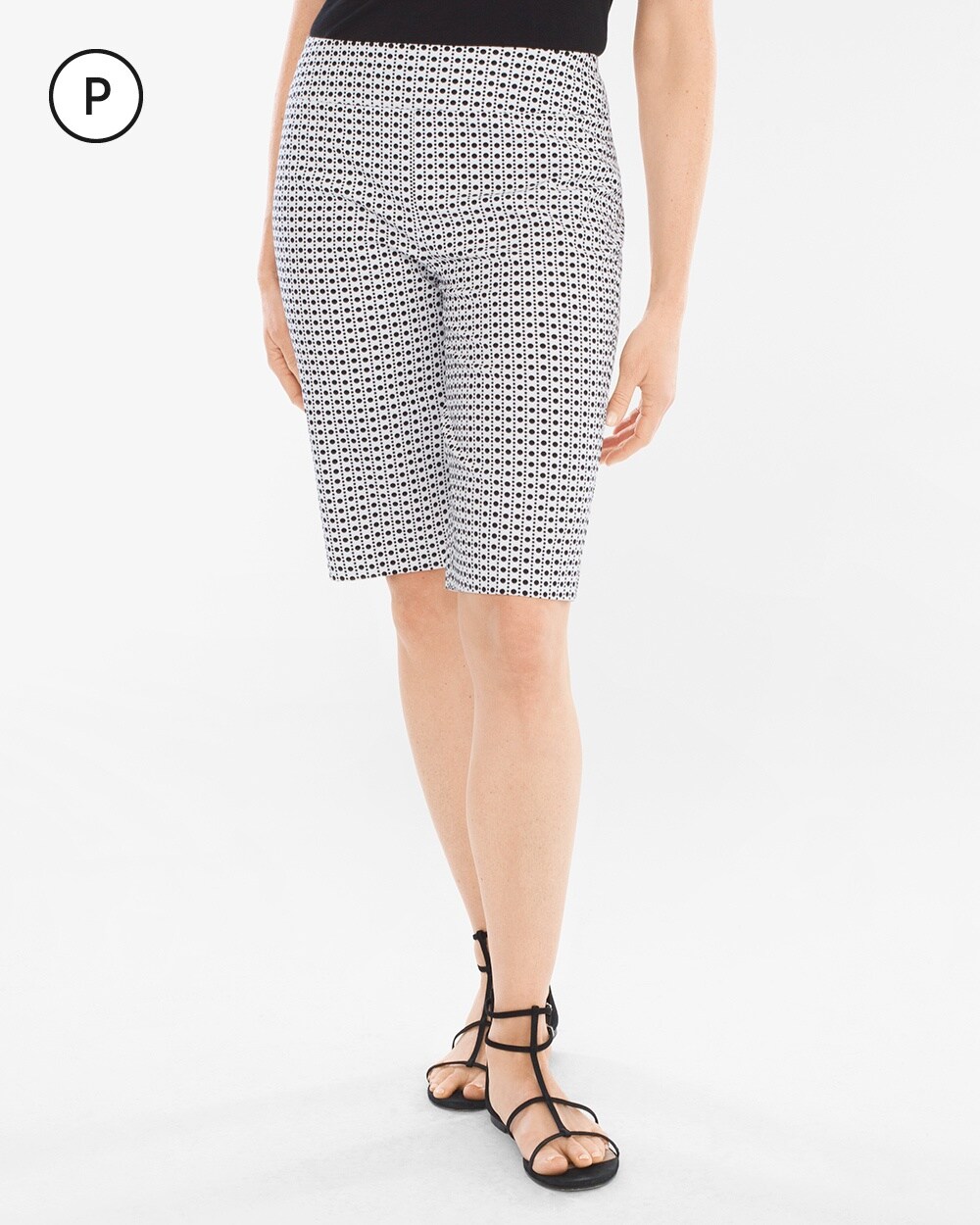 So Slimming Petite Brigitte Geometric Dot Shorts- 11.75 Inch Inseam