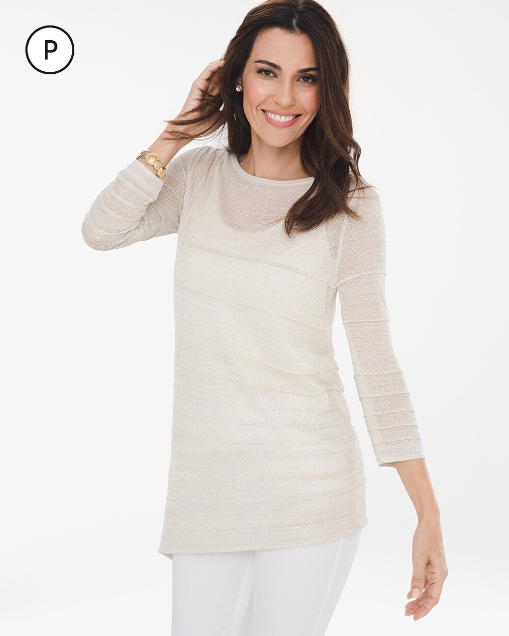 Travelers Collection Petite Gold Shimmer Sweater