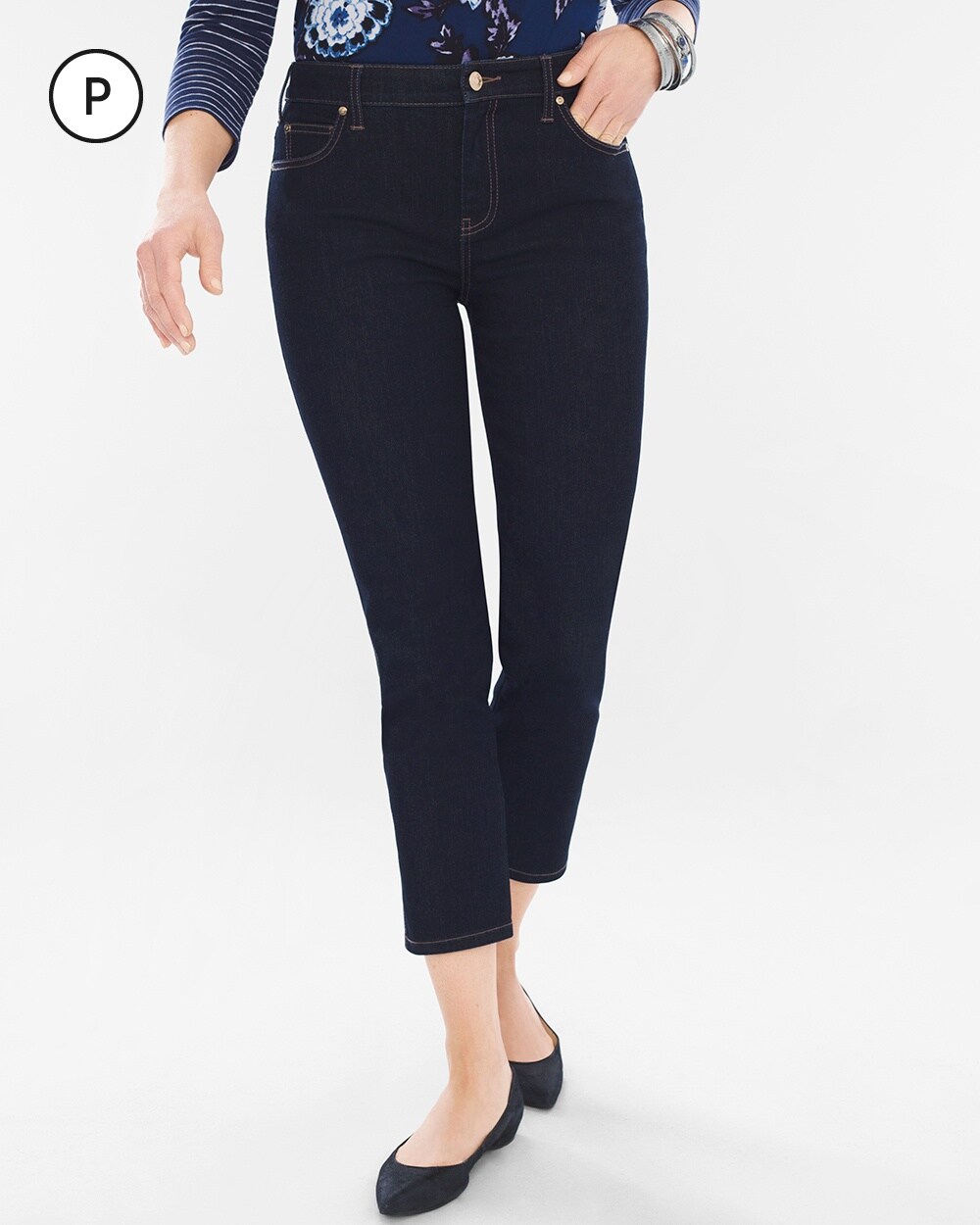Petite Straight Cropped Ankle Jeans