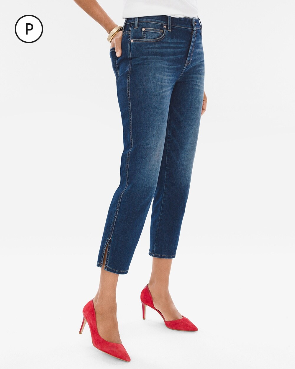 Petite Straight Cropped Ankle Jeans