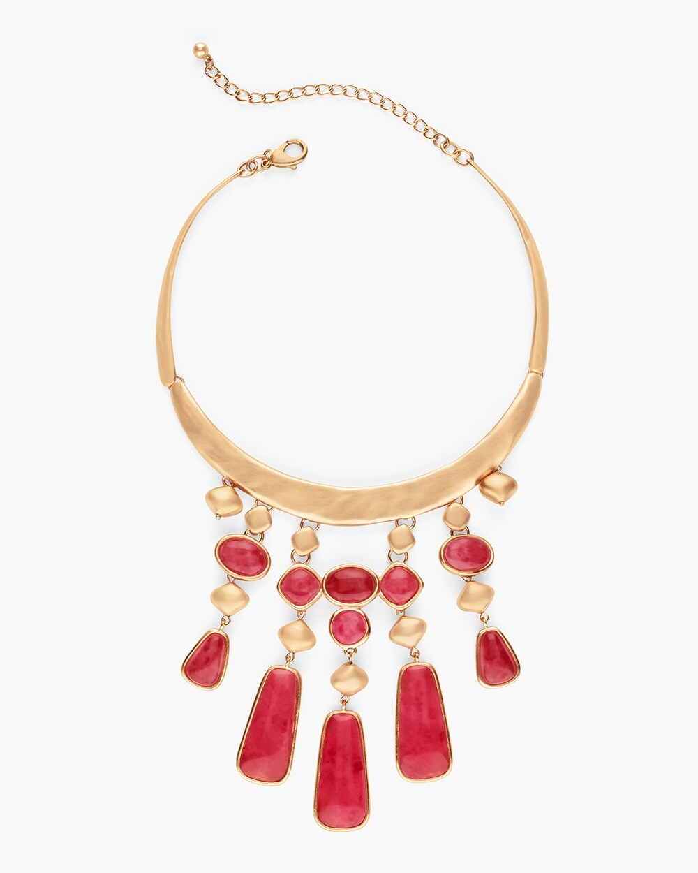 Rose and Gold-Tone Bib Necklace