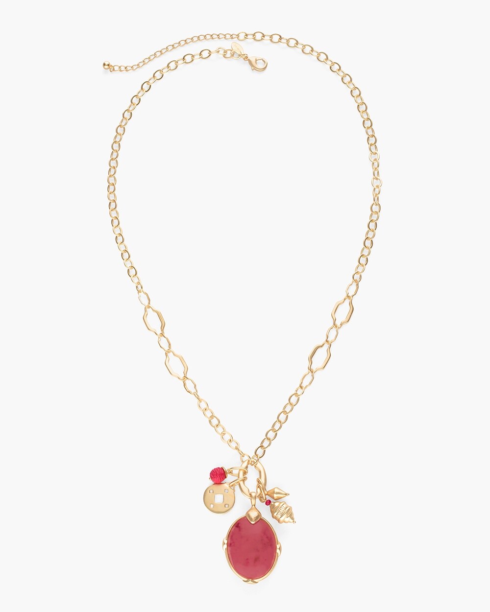 Rose and Gold-Tone Long Pendant Necklace
