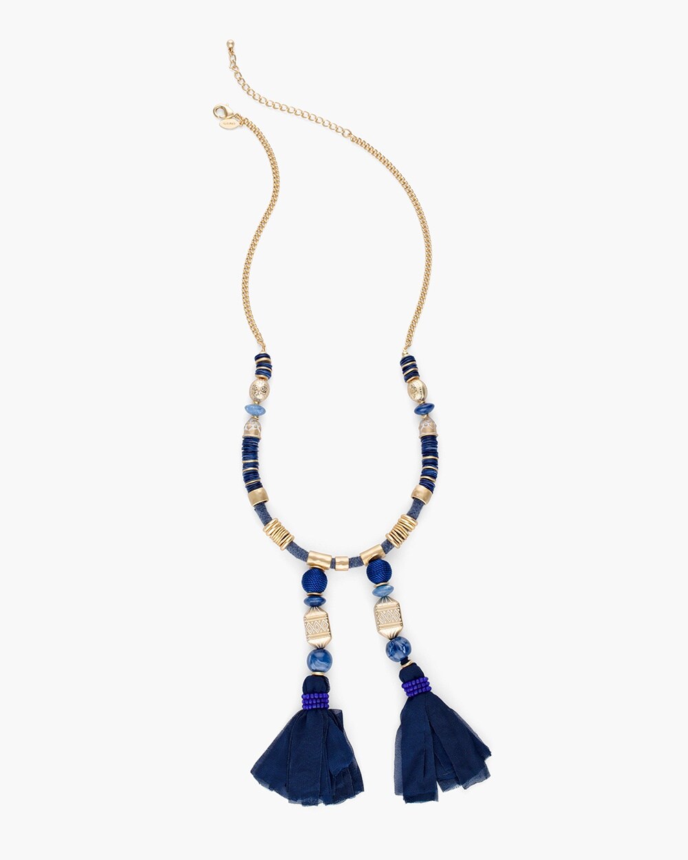 Blue and Gold-Tone Interrupter Necklace