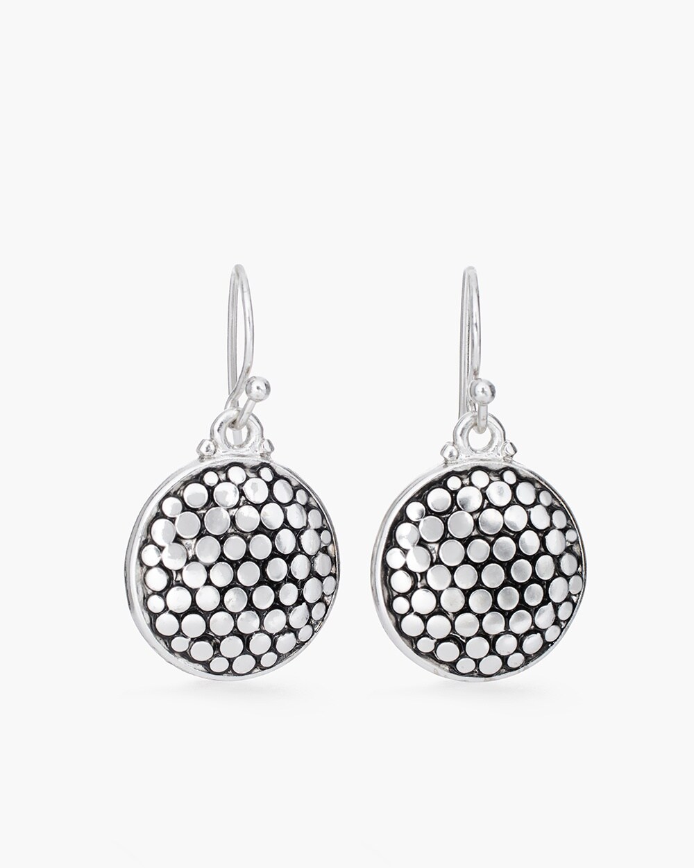 Textured Silver-Tone Drop Earrings