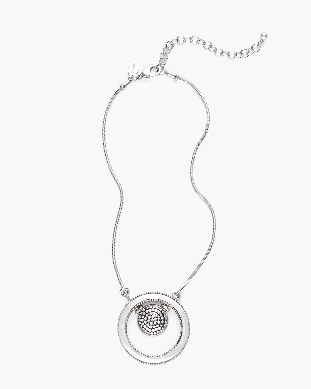 Short Silver-Tone Pendant Necklace