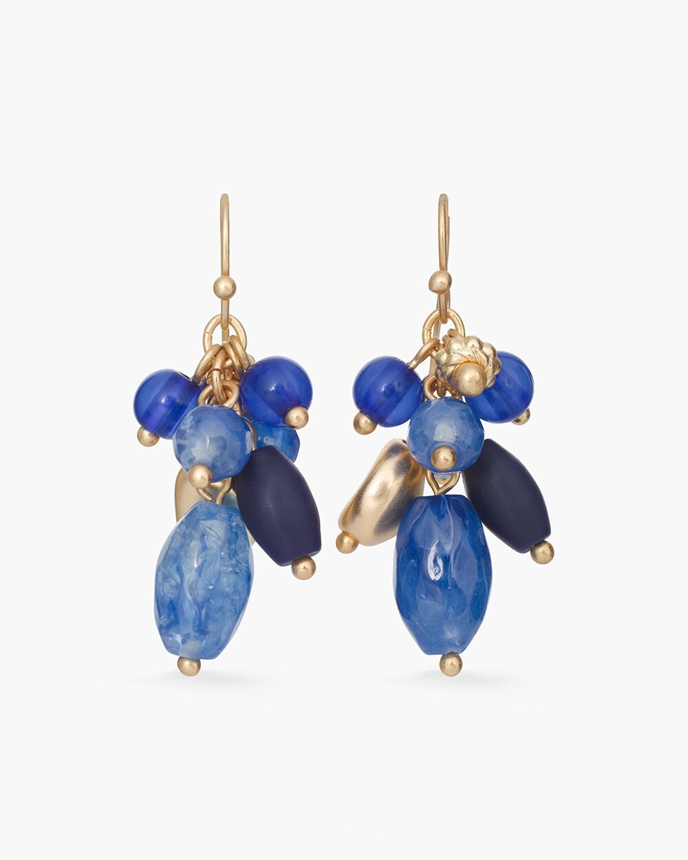 Blue and Gold-Tone Cluster Earrings