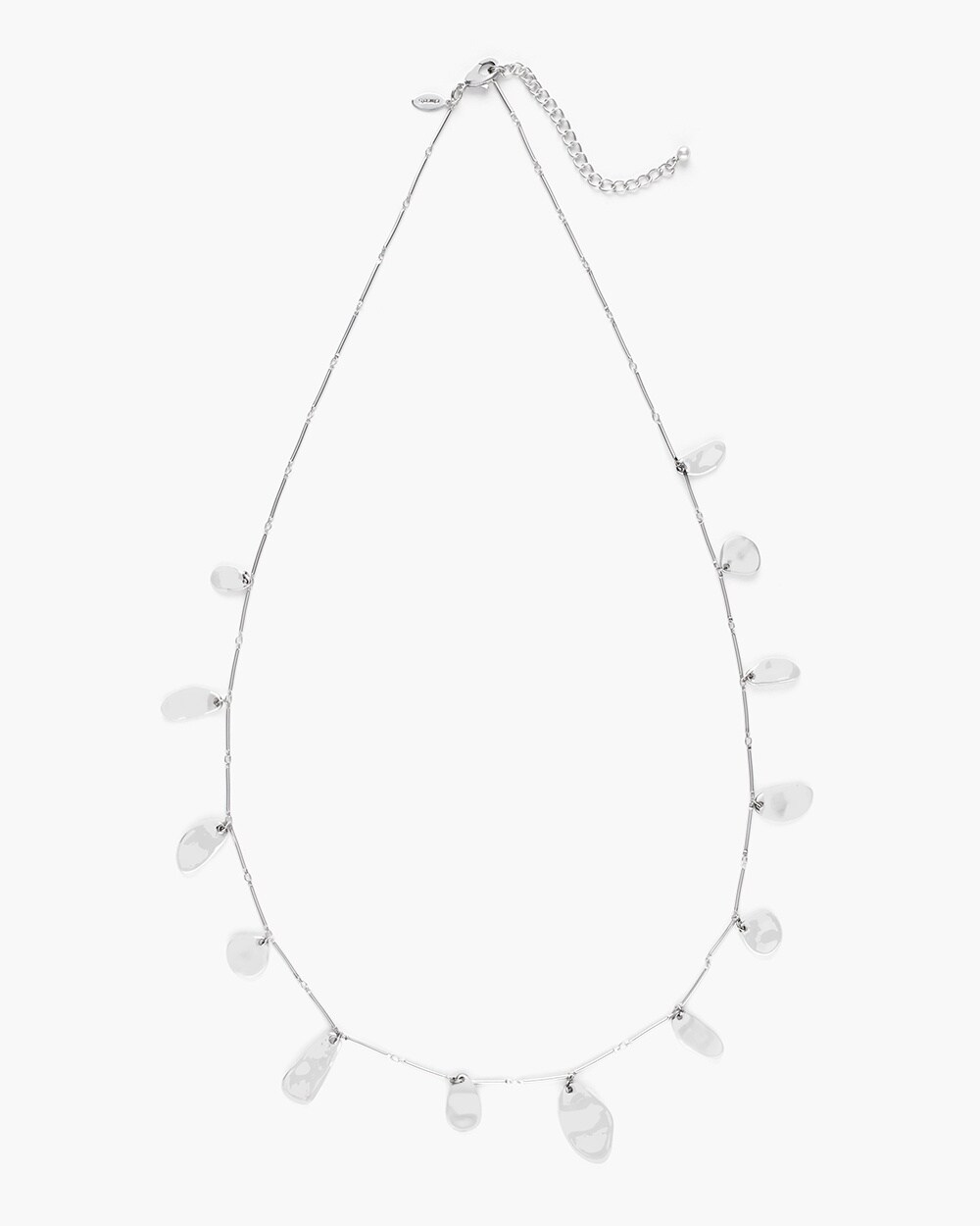 Long Hammered Silver-Tone Necklace