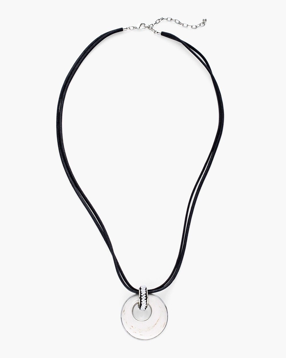Long Black and White Pendant Necklace