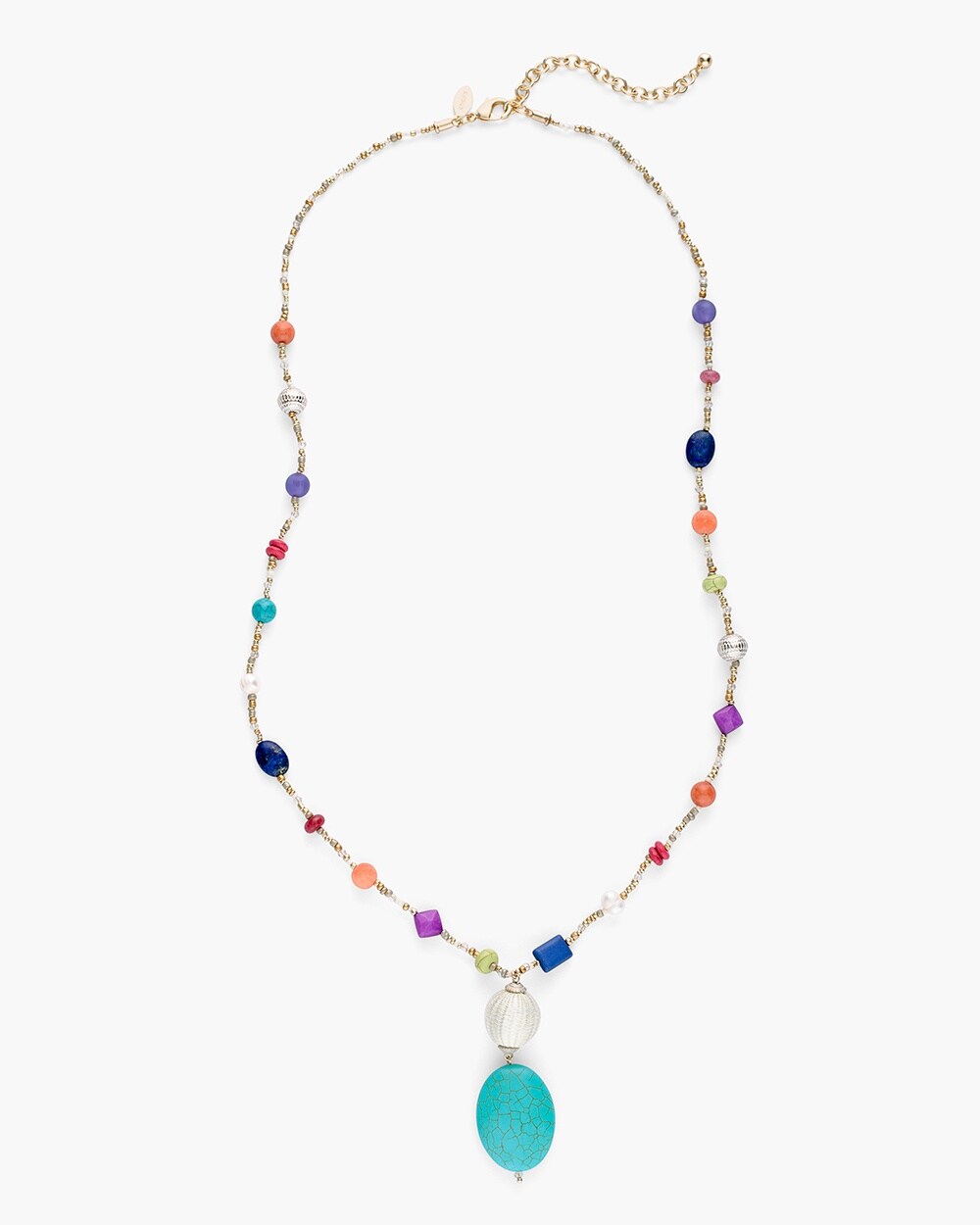 Multi-Colored Beaded Pendant Necklace