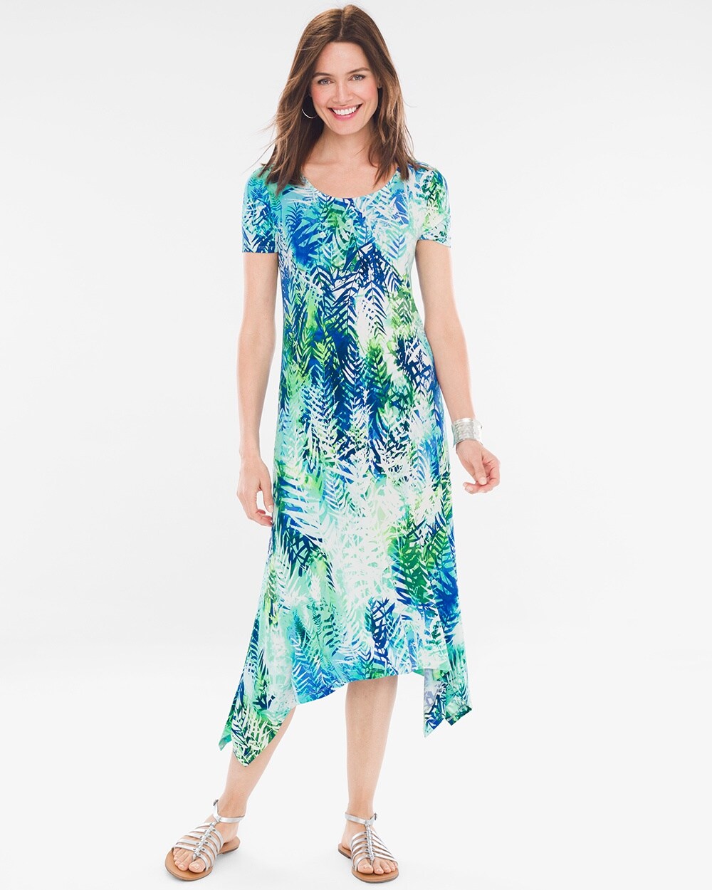 Palm-Print Midi Dress