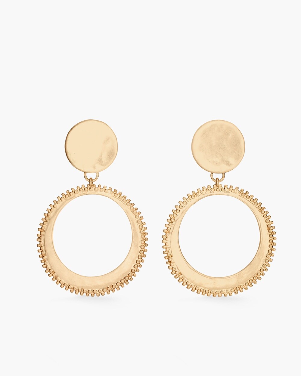 Gold-Tone Textured Double-Drop Earrings