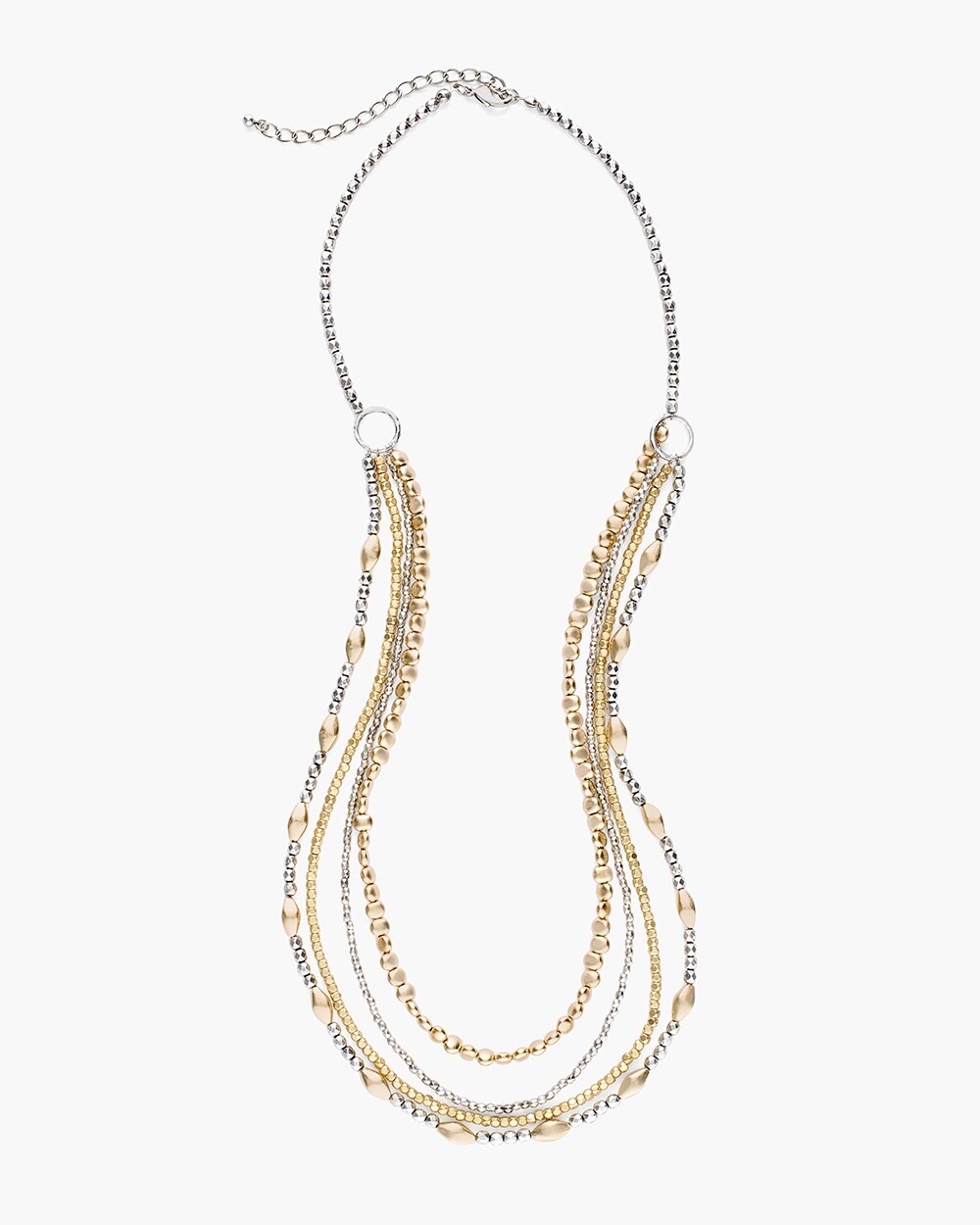 Long Mixed-Metal Multi-Strand Necklace