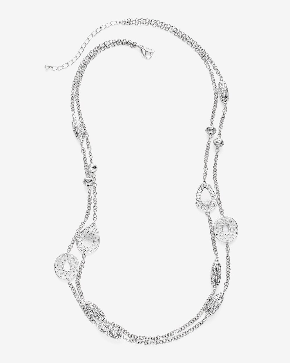 Silver-Tone Textured Double-Strand Necklace