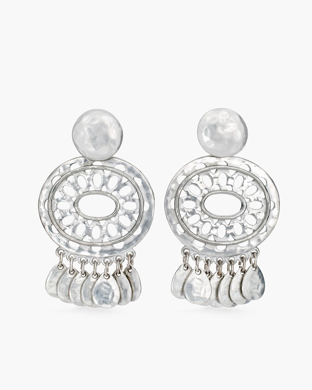 Small Silver-Tone Cutout Chandelier Earrings