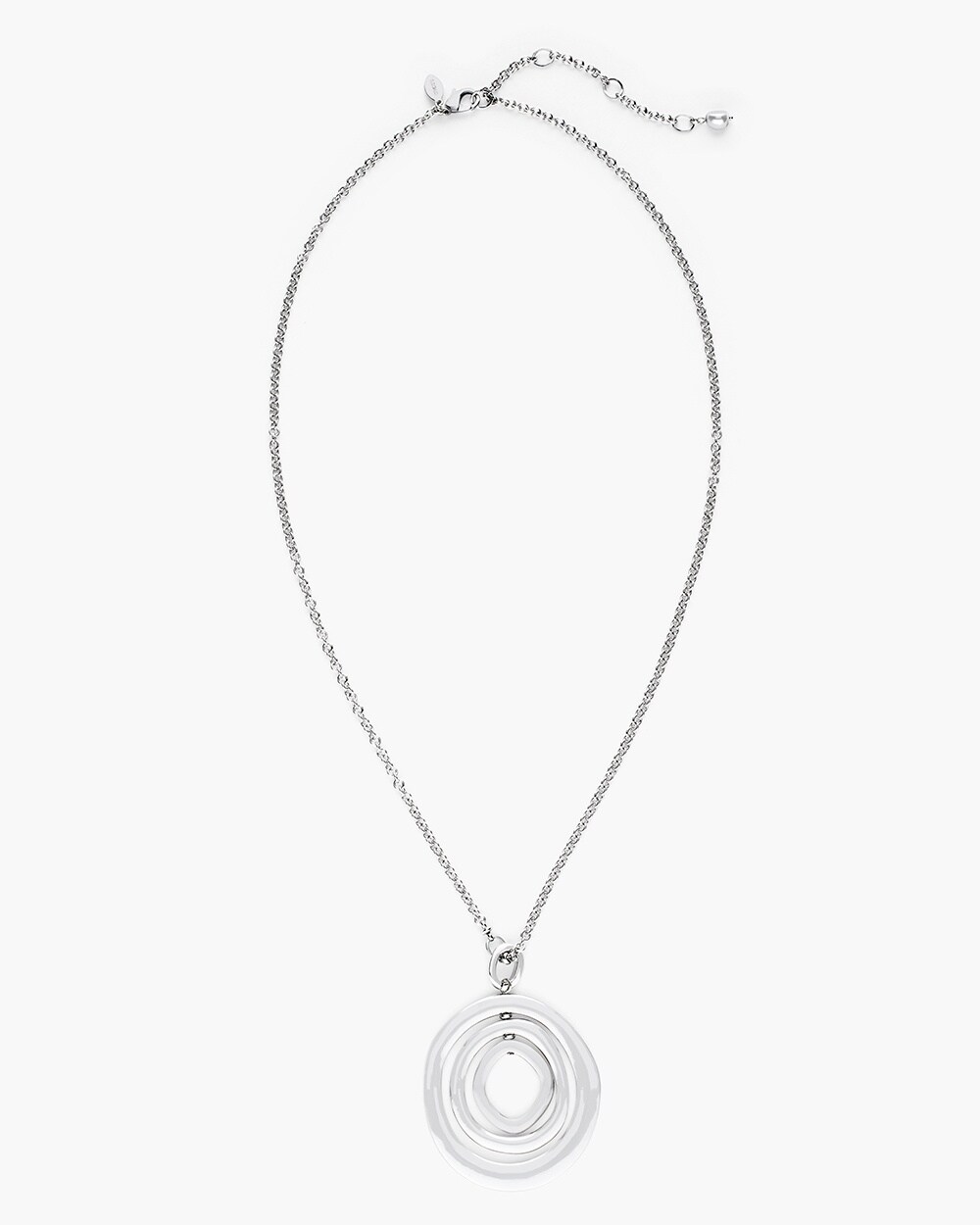 Long Silver-Tone Pendant Necklace