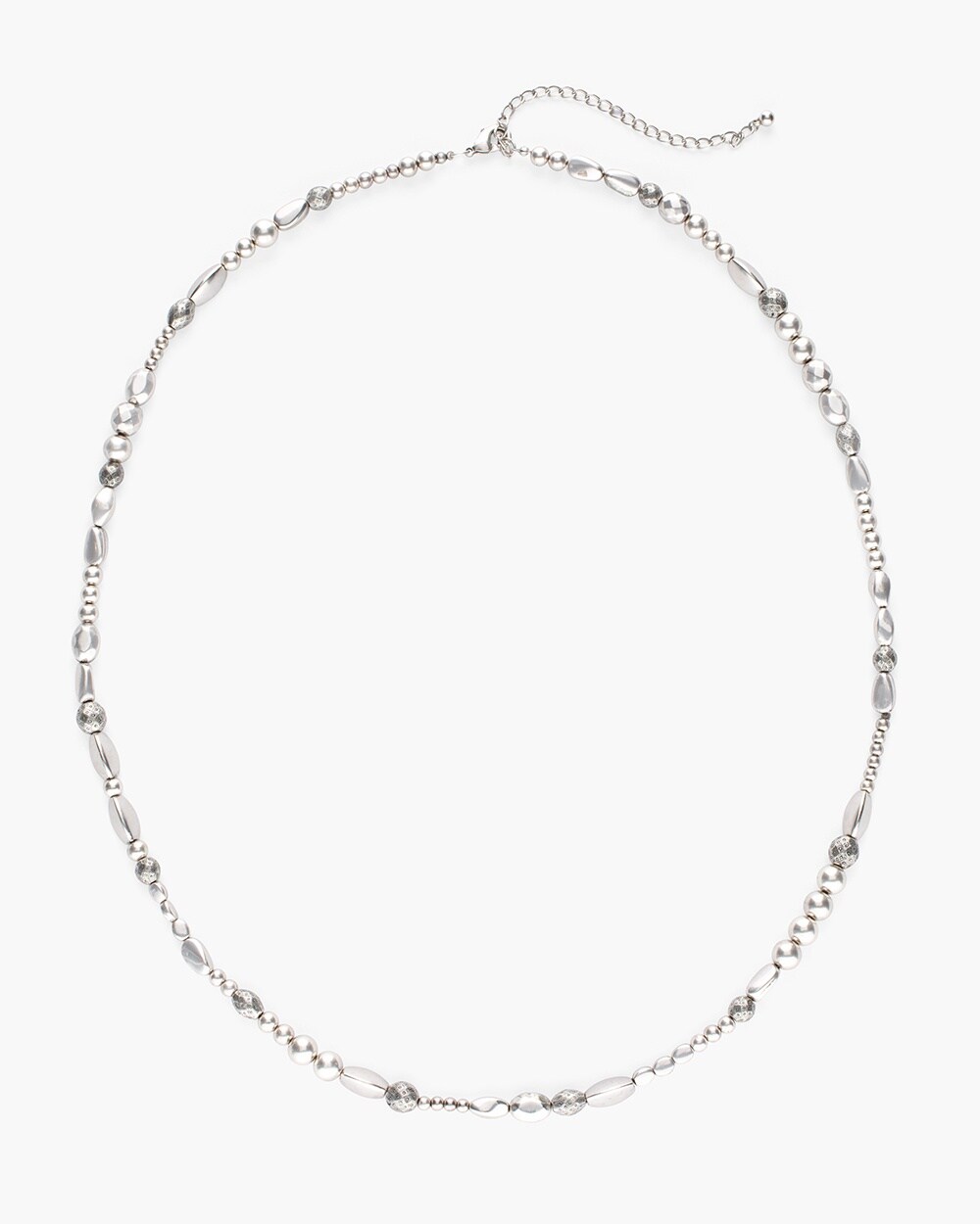 Silver-Tone Beaded Single-Strand Necklace