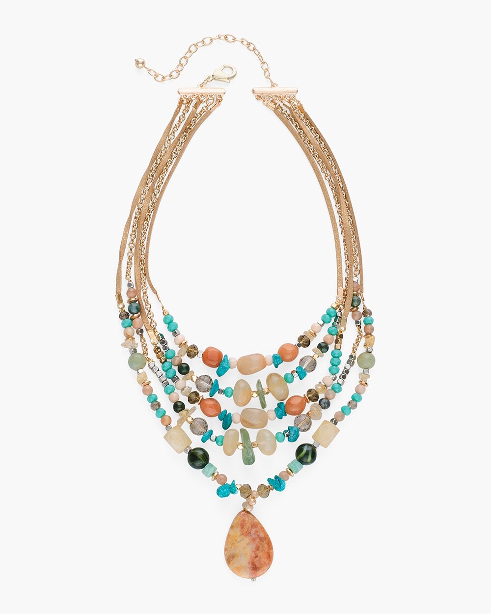 Multi-Colored Beaded Pendant Necklace