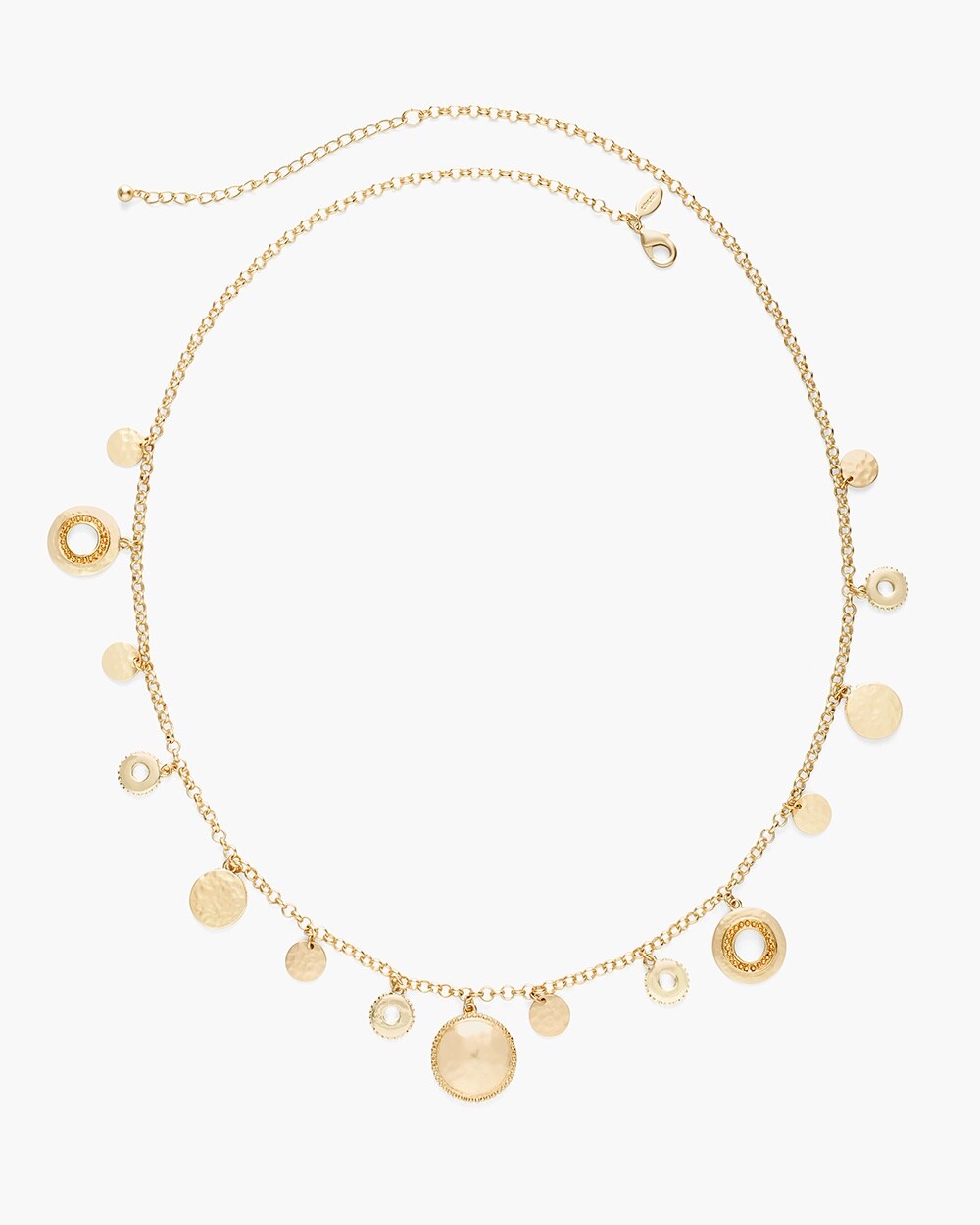 Long Gold-Tone Textured Single-Strand Necklace