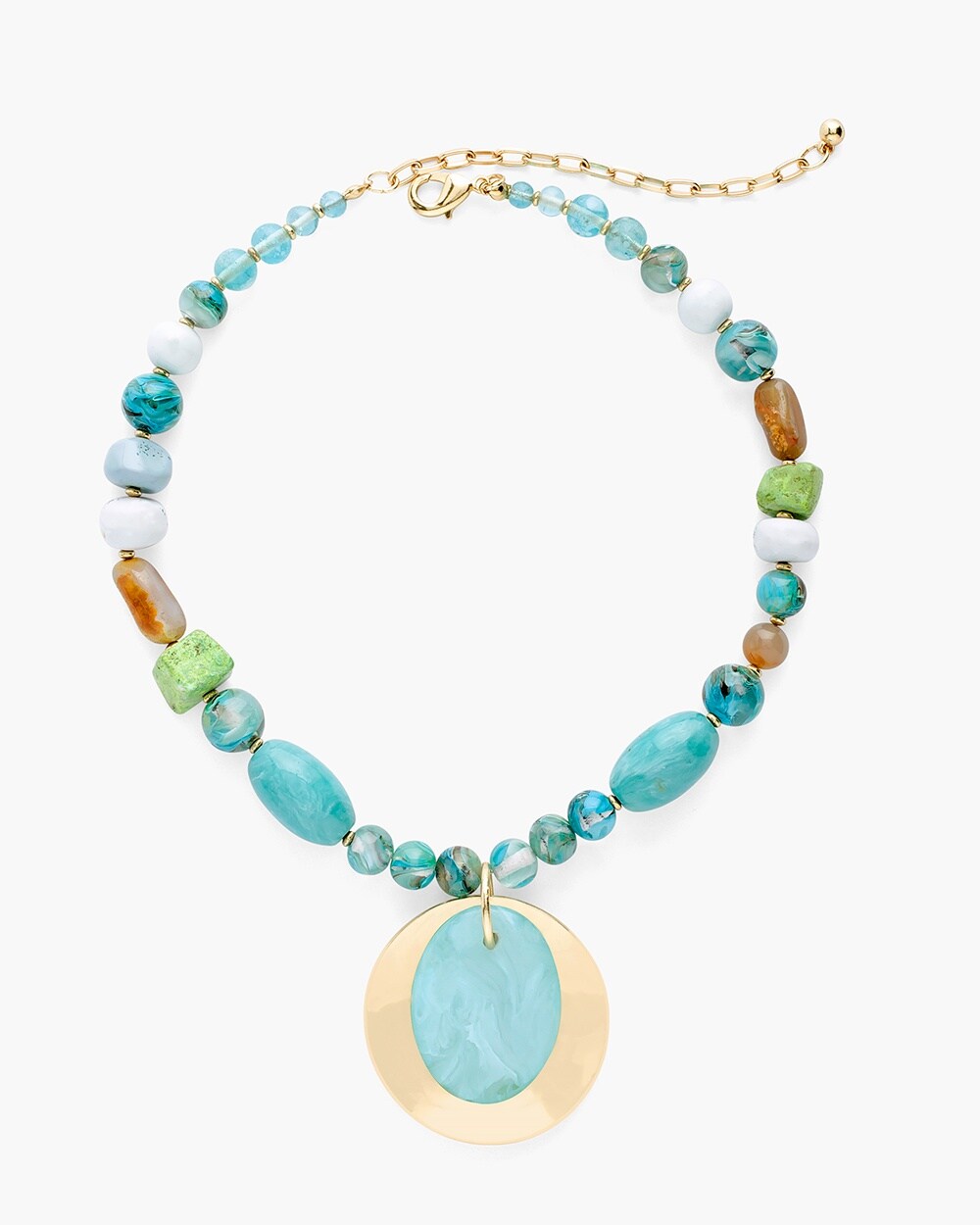 Short Turquoise Stone Pendant Necklace
