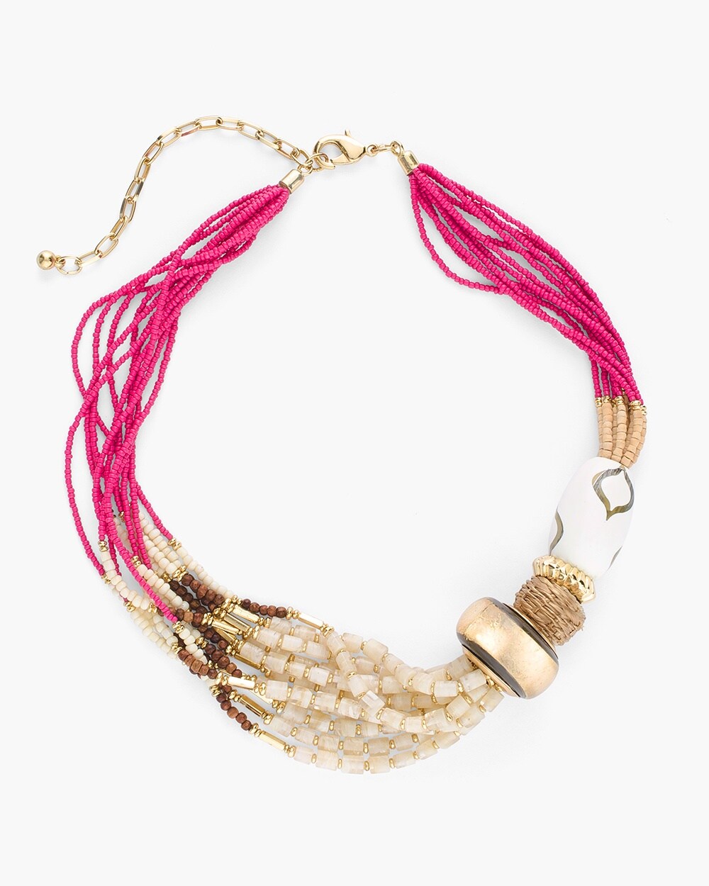 Pink Multi-Strand Bib Necklace
