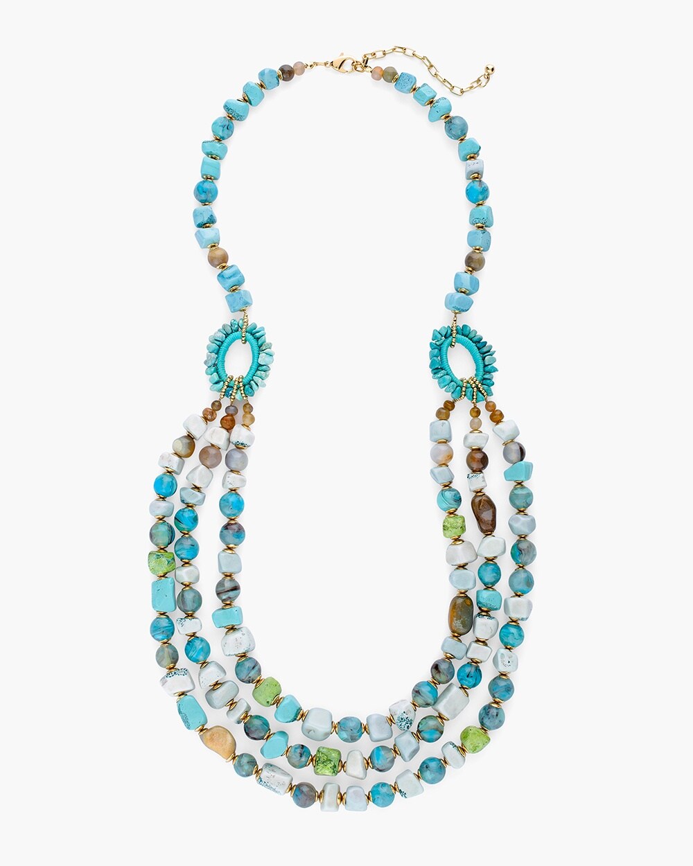Turquoise and Neutral Multi-Strand Necklace