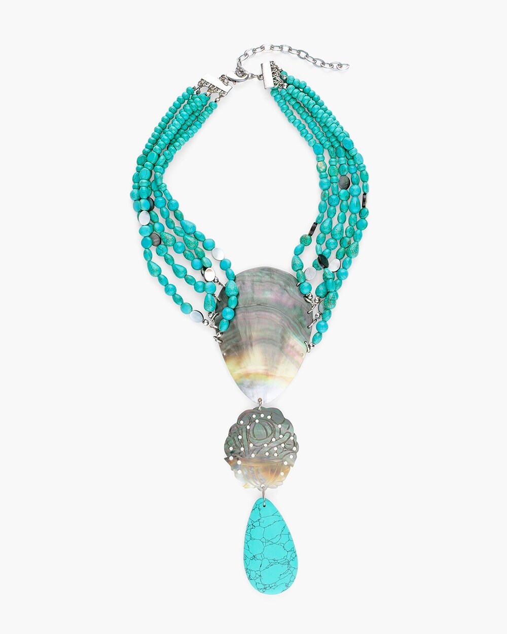 Turquoise and Neutral Statement Necklace