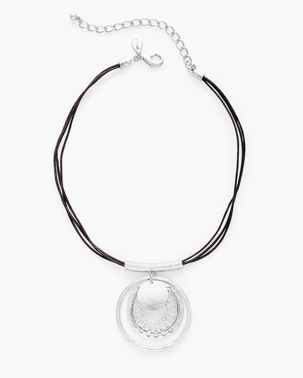 Short Silver-Tone Circlet Pendant Necklace