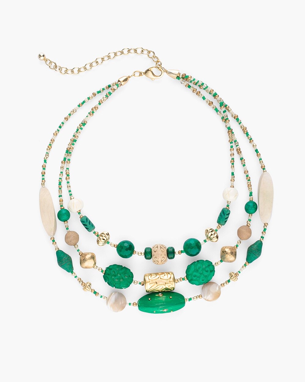 Green and Gold-Tone Illusion Necklace