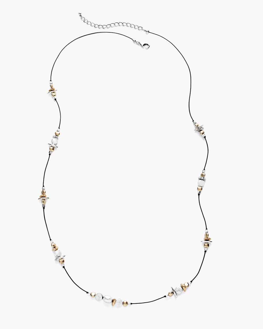 Long Mixed-Metal Single-Strand Necklace