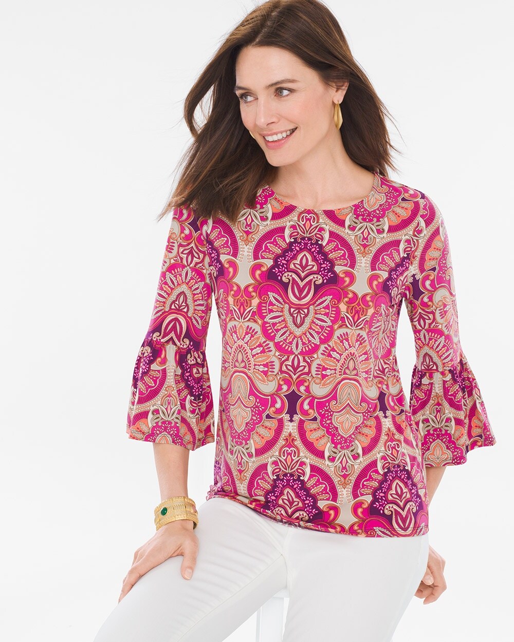 Medallion-Shell Bell-Sleeve Top - Chico's