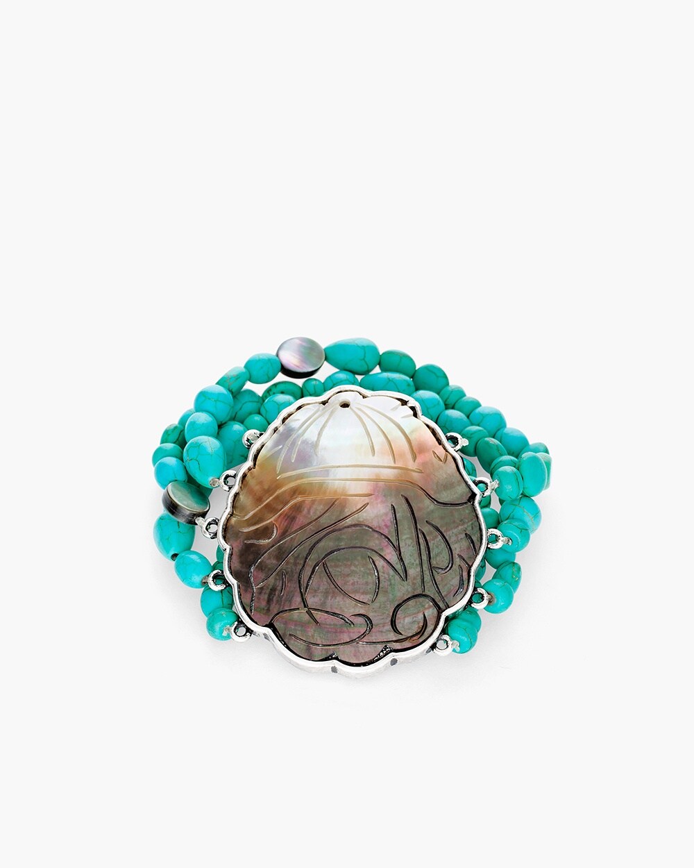 Turquoise and Neutral Stretch Bracelet