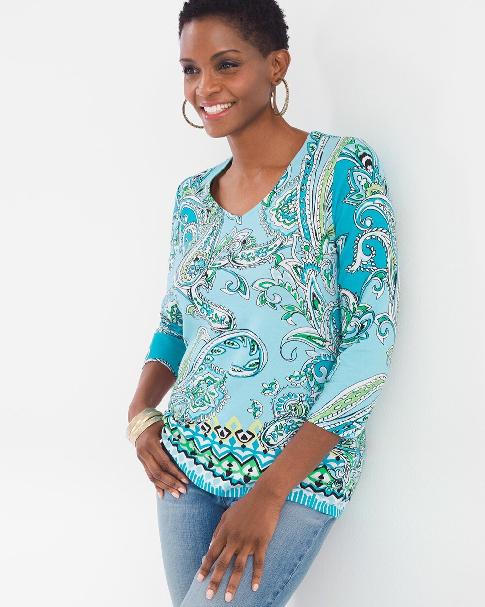 Cool Paisley V-Neck Top