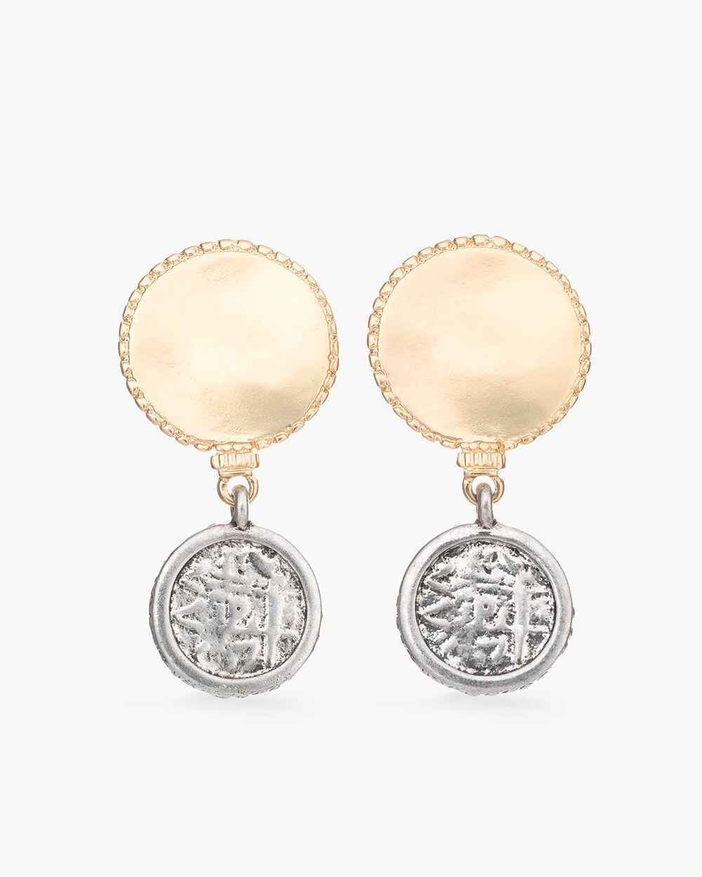 Mixed-Metal Coin Clip-On Earrings