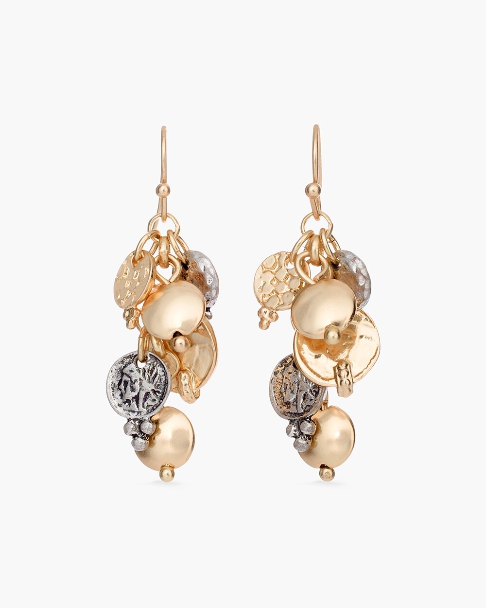 Mixed-Metal Coin Cluster Earrings