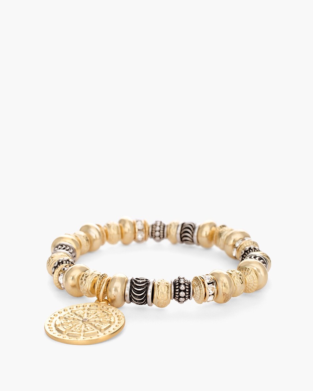 Small Mixed-Metal Coin Stretch Bracelet