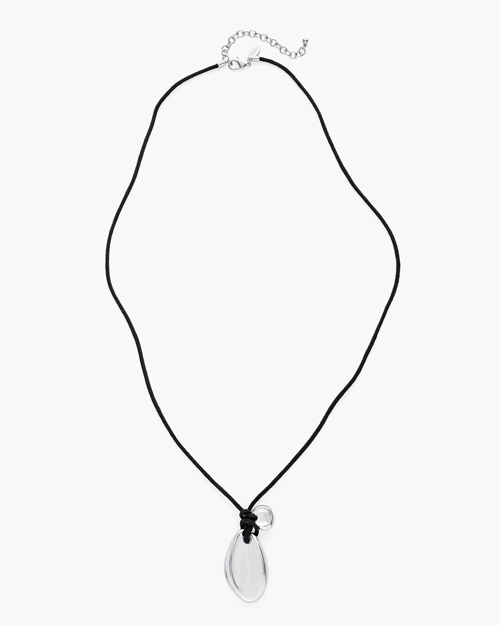 Long Sleek Silver-Tone Pendant Necklace
