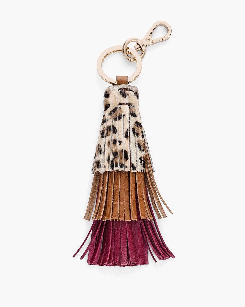 Leopard-Print Haircalf Tassel Key Chain